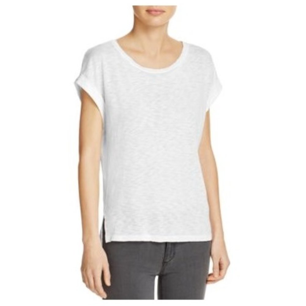 NWT Splendid Women's Roll-up Tee Size Large White Everyday Essential $60 E073